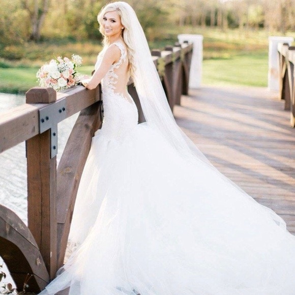 Long Soft Tulle Lt Ivory Wedding Veil - 180” Cathedral Length 15 feet extra long - Picture 1 of 10